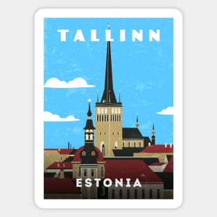 Tallinn, Estonia. Retro travel poster Sticker